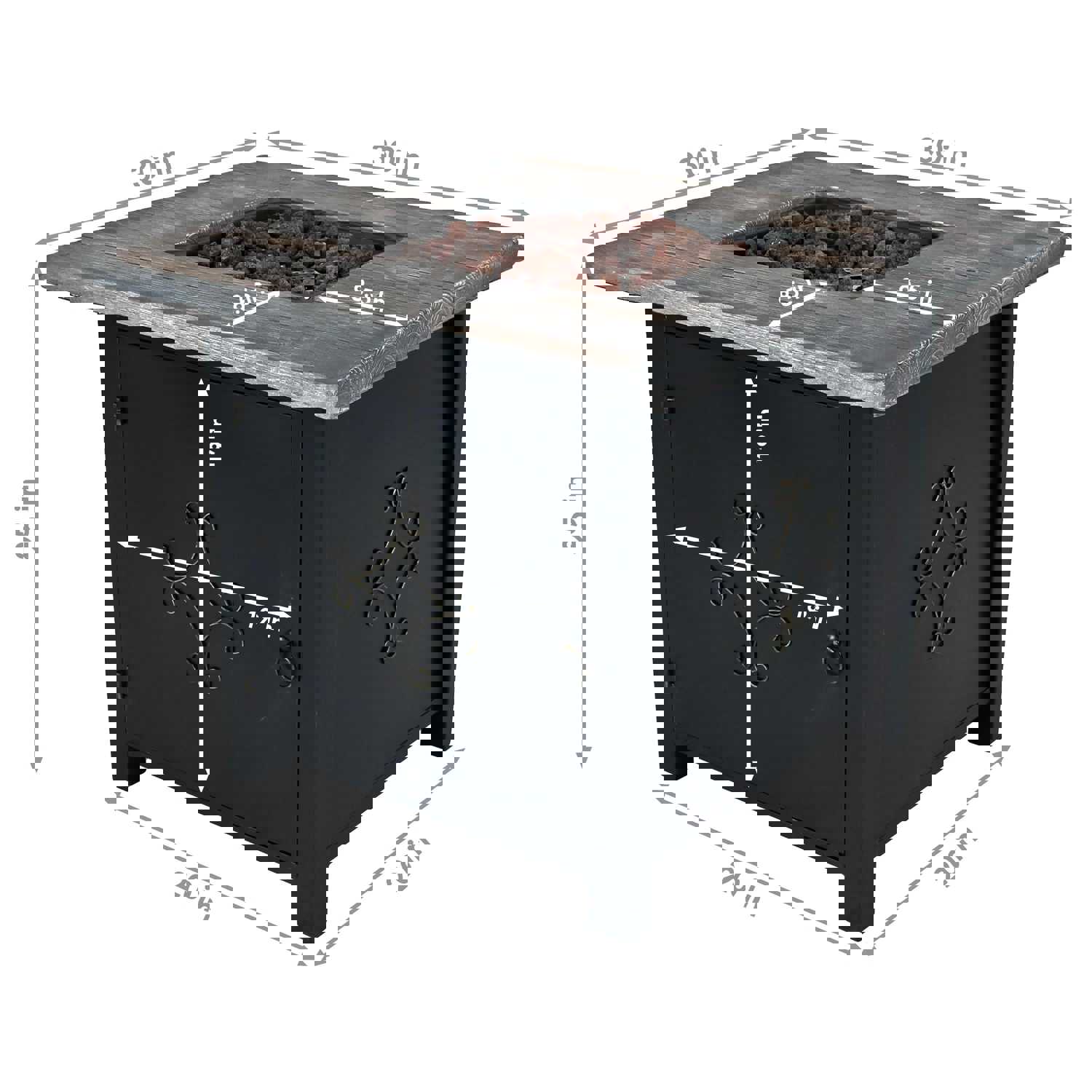 Sunnydaze Outdoor 30-Inch Square Propane Gas Fire Pit Table with Lava Rocks
