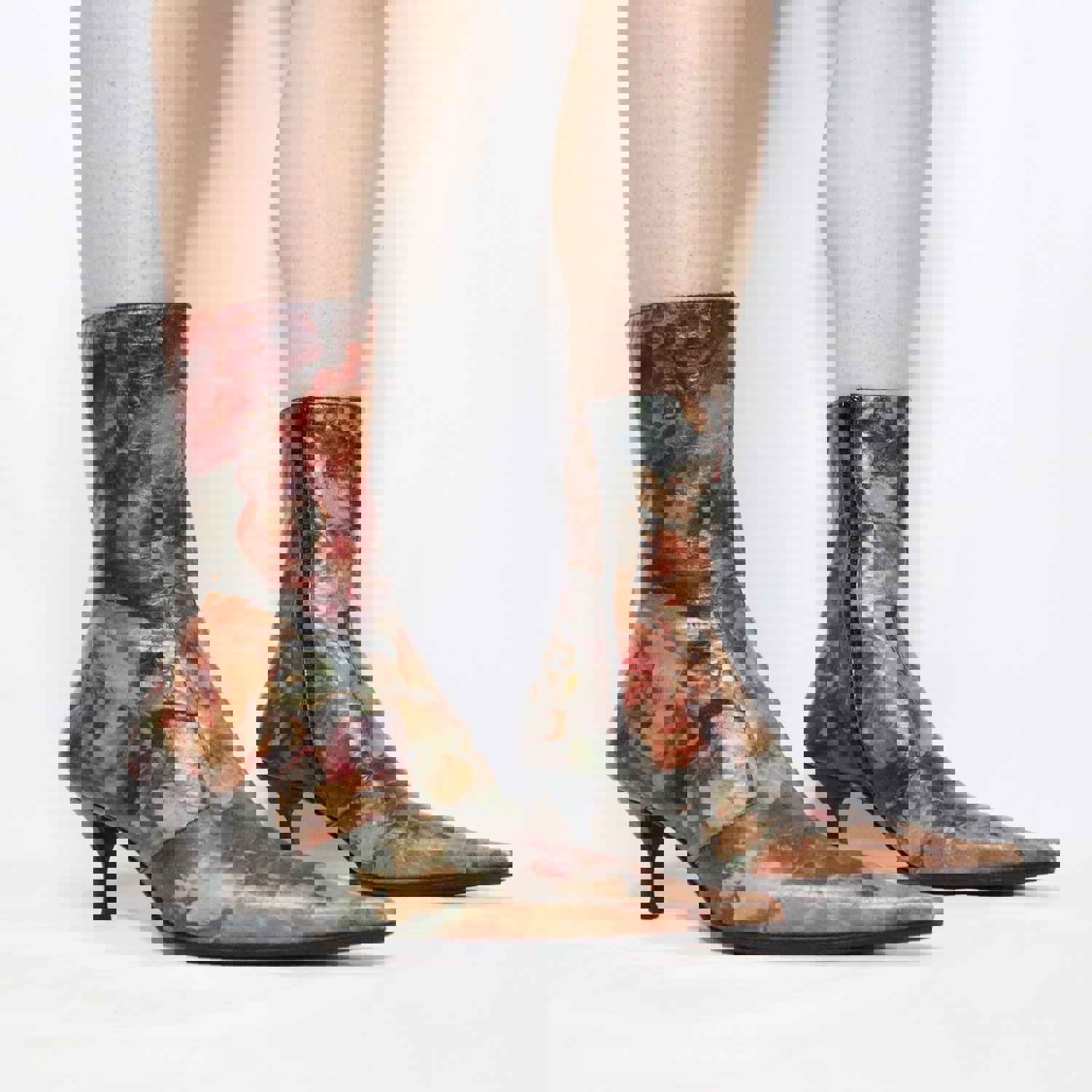 Y2K Vintage Floral Ankle Boots by Ursula Mascaro (Size 7 US)