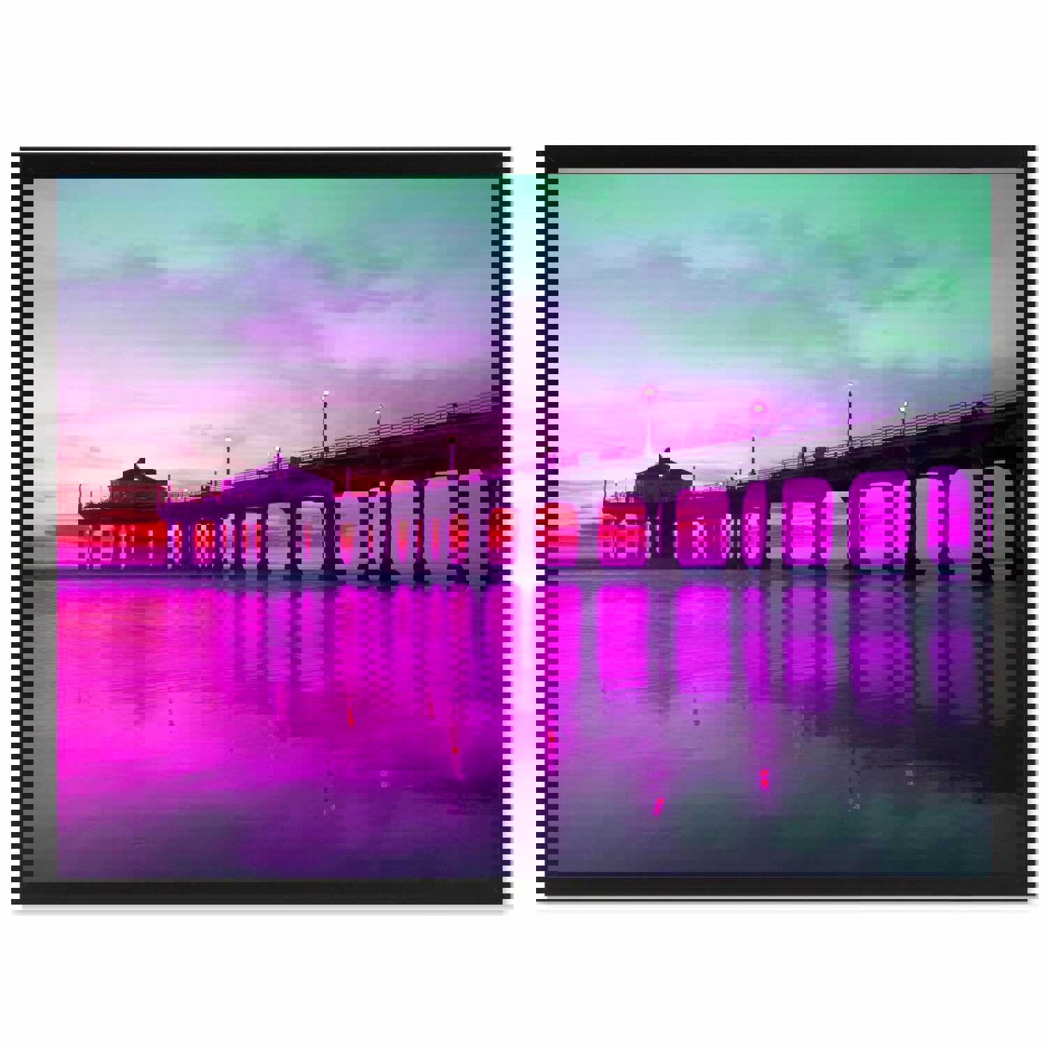Manhattan Beach California Pink Landscape Photo Canvas Print Wall Art