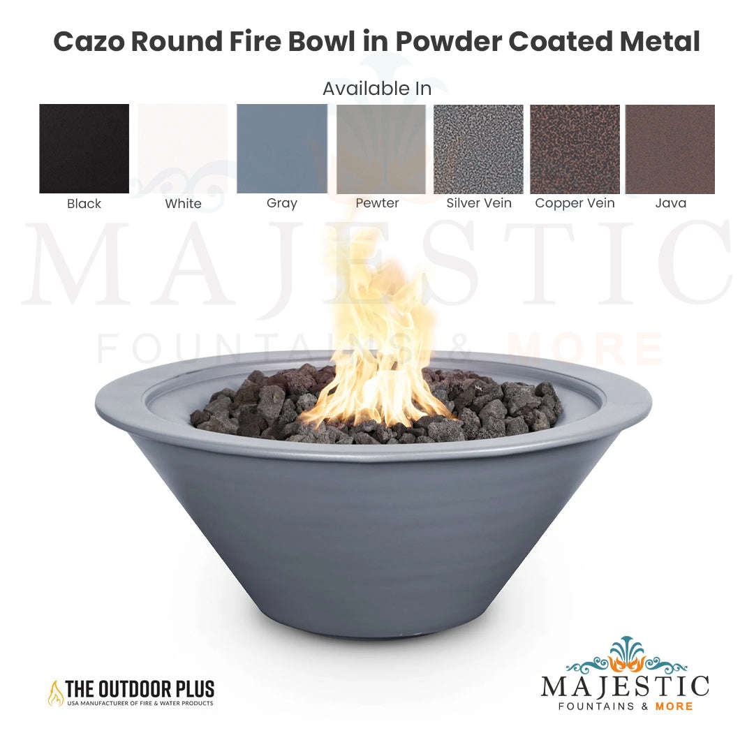 The Outdoor Plus Cazo Round Fire Bowl in Powder Coated Metal with Free Cover