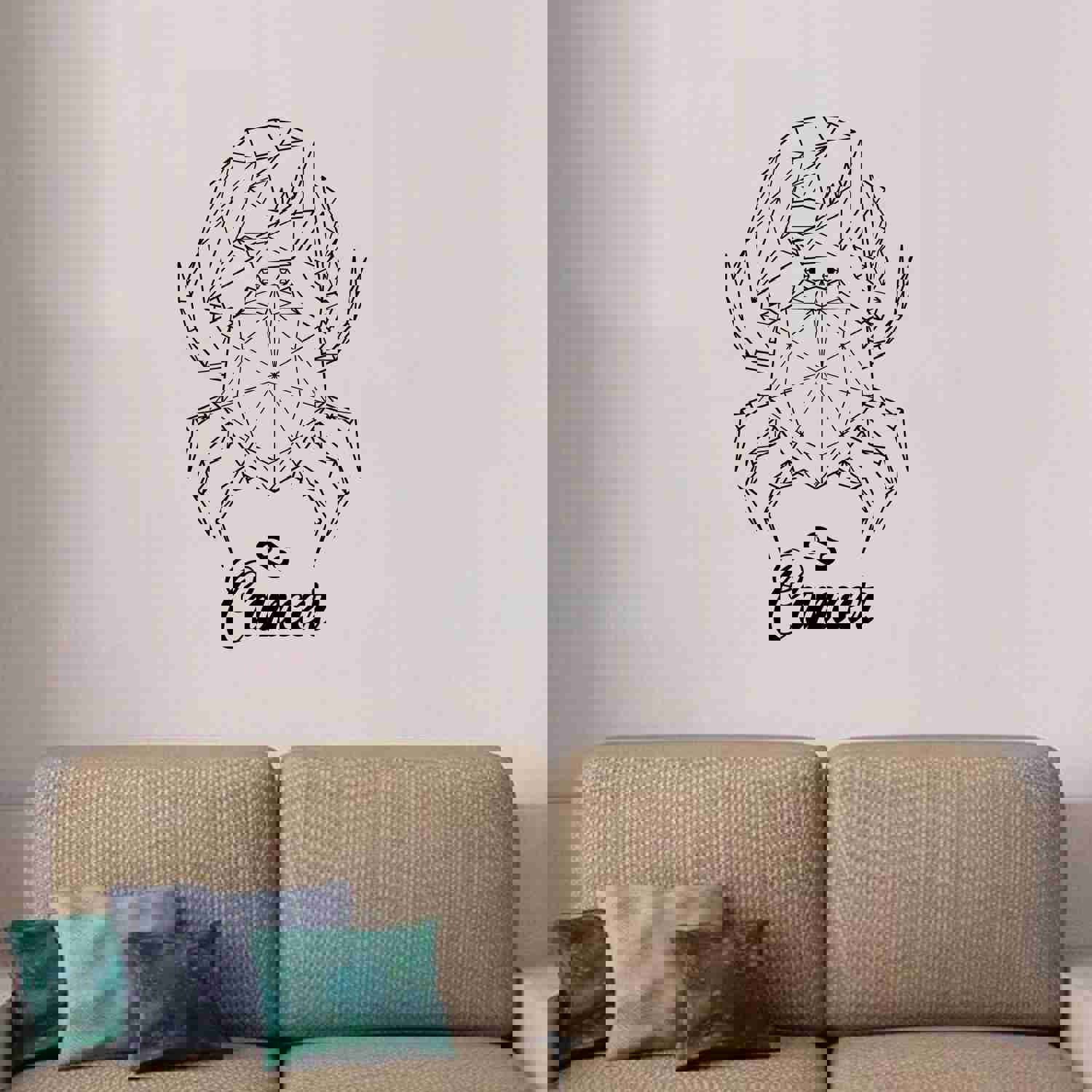 Horoscope Vinyl Wall Art Sticker Decal - Cancer Crab Drawing Silhouette Water Sign