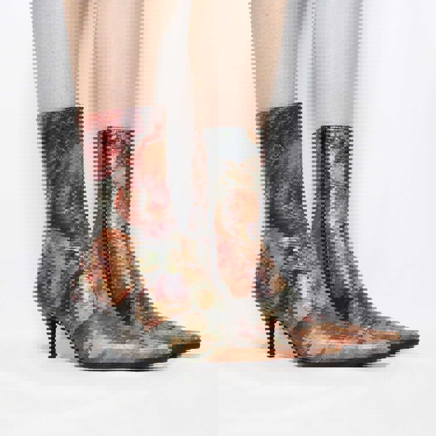 Y2K Vintage Floral Ankle Boots by Ursula Mascaro (Size 7 US)