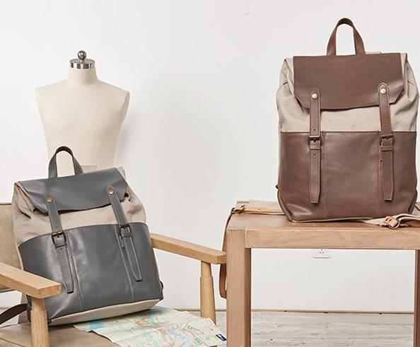 Leather Canvas Men's Cool Backpack - Durable Travel & School Bag