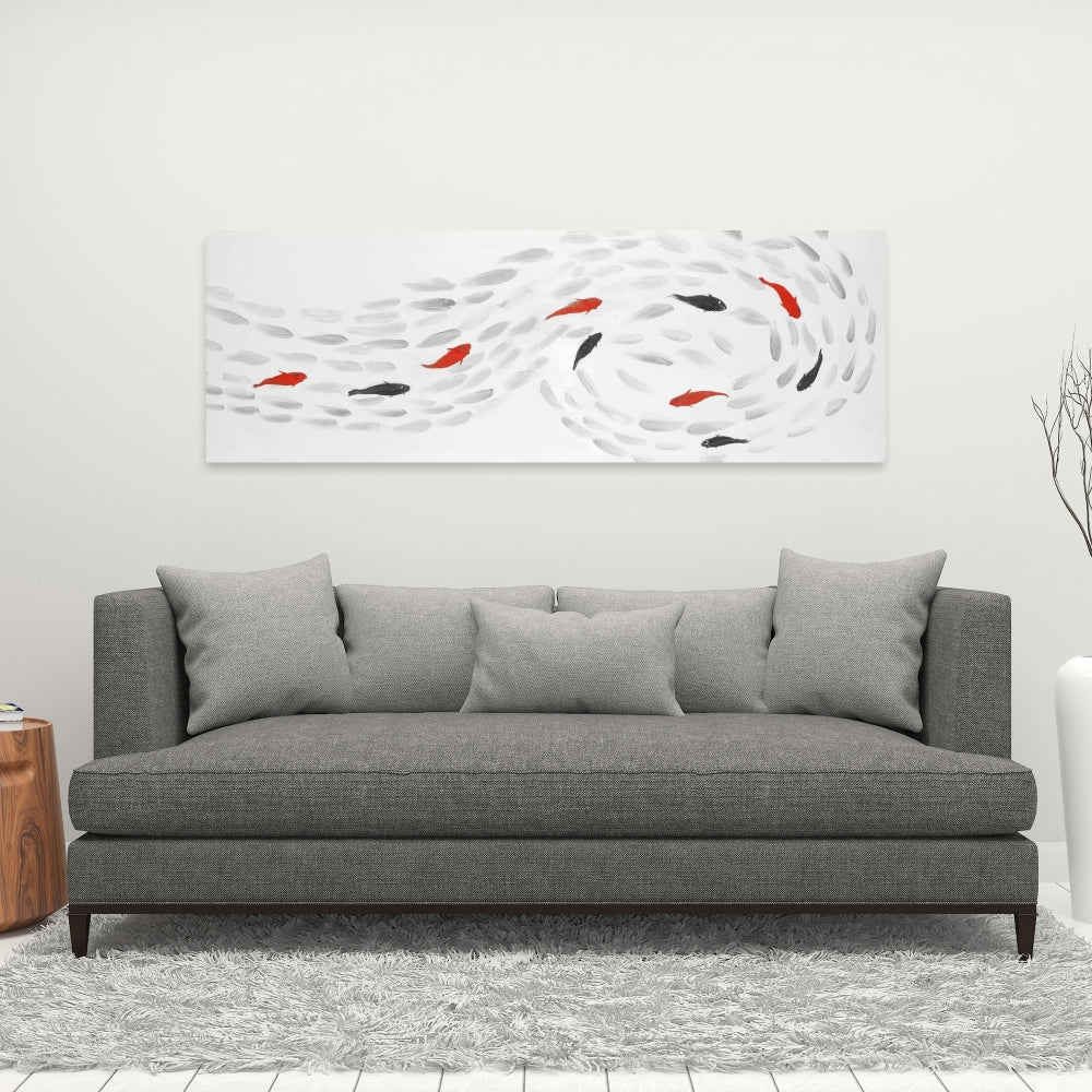 Swimming Fish Swirl - Fine Art Gallery Wrapped Canvas 16x48