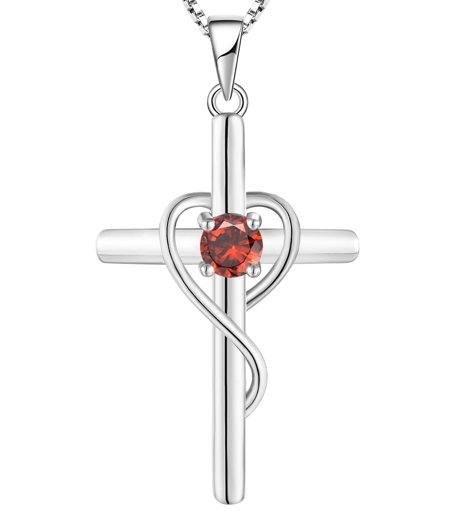 Yeelery Infinity Cross Pendant Necklace - 925 Sterling Silver with 18K White Gold Plated