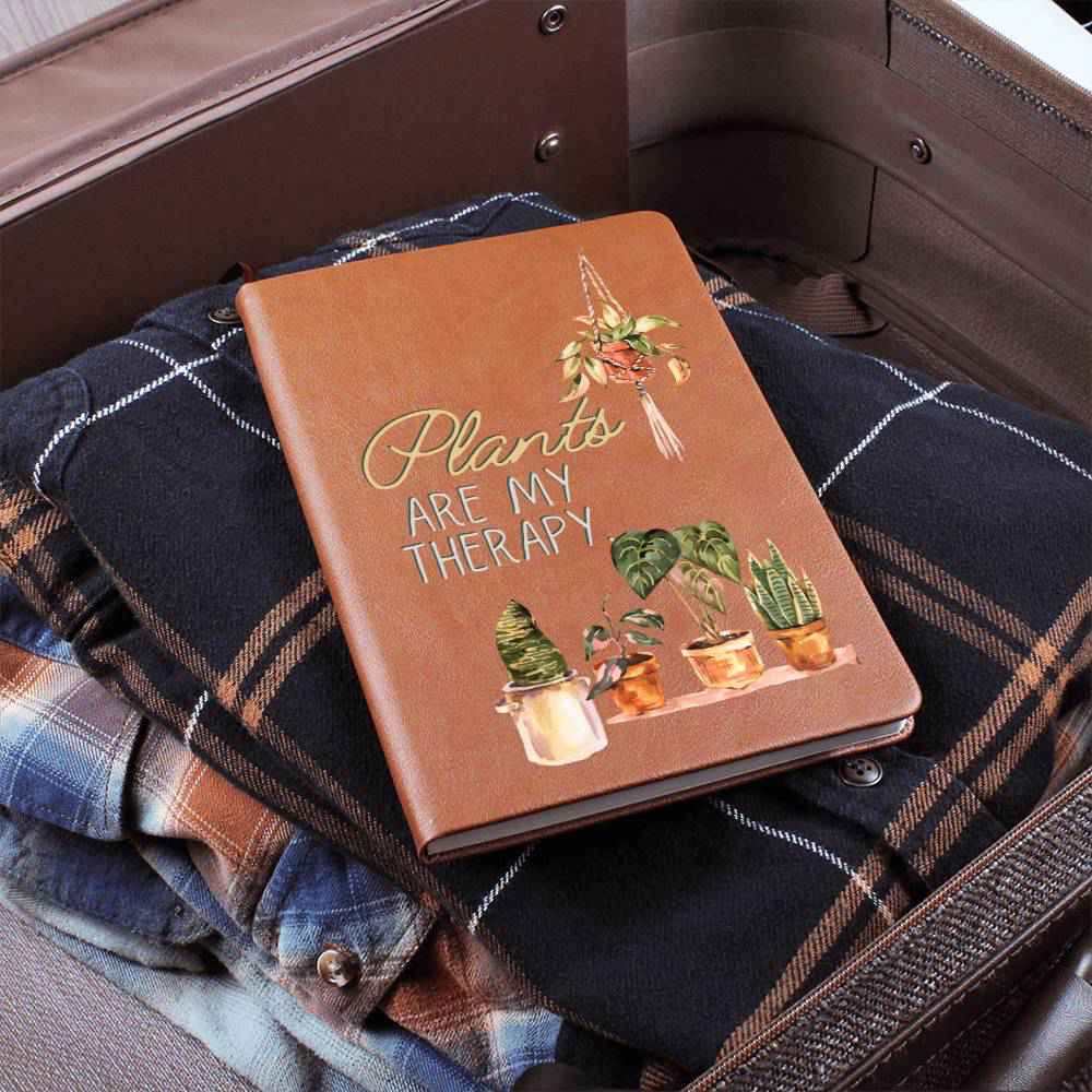 Plants Are My Therapy - Leather Journal - Birthday or Christmas Gift For Boho Plant Lover