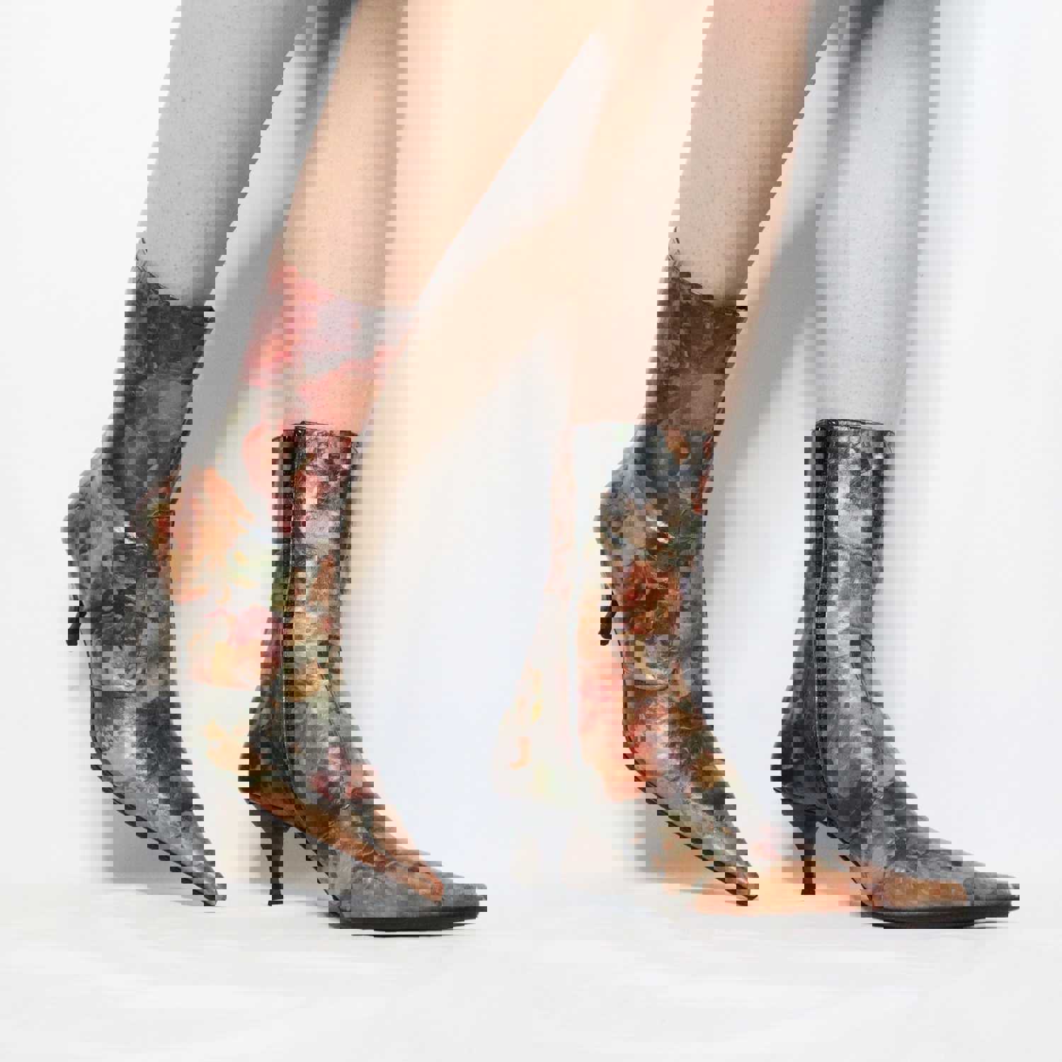 Y2K Vintage Floral Ankle Boots by Ursula Mascaro (Size 7 US)