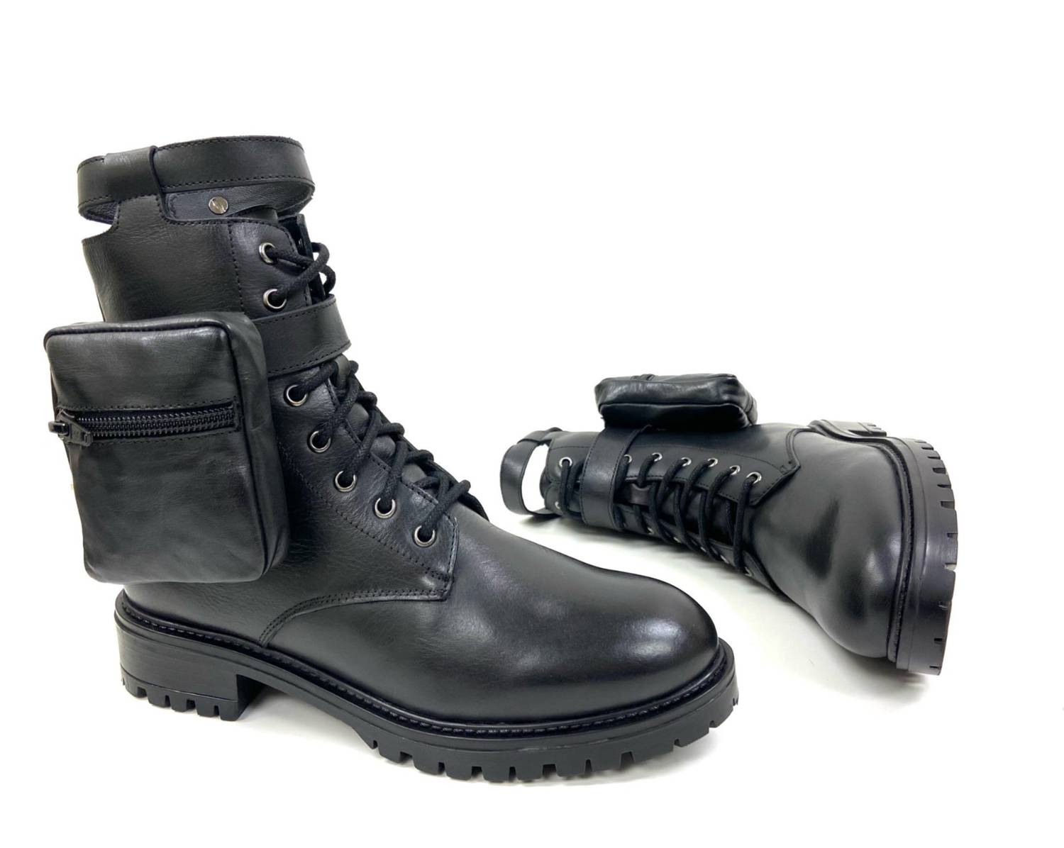 Margo Pocket Combat Boot - 1970s Inspired Platform Boot with Side Pocket