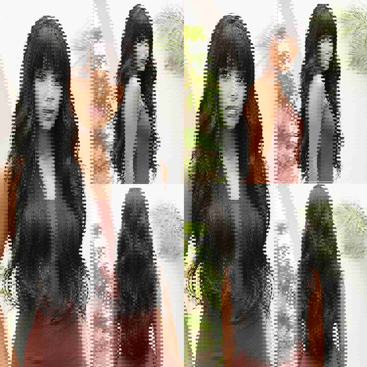 Wine Red Long Burgundy Wavy Wigs for Women with Bangs - Heat Resistant Synthetic Hair for Cosplay & Daily Use