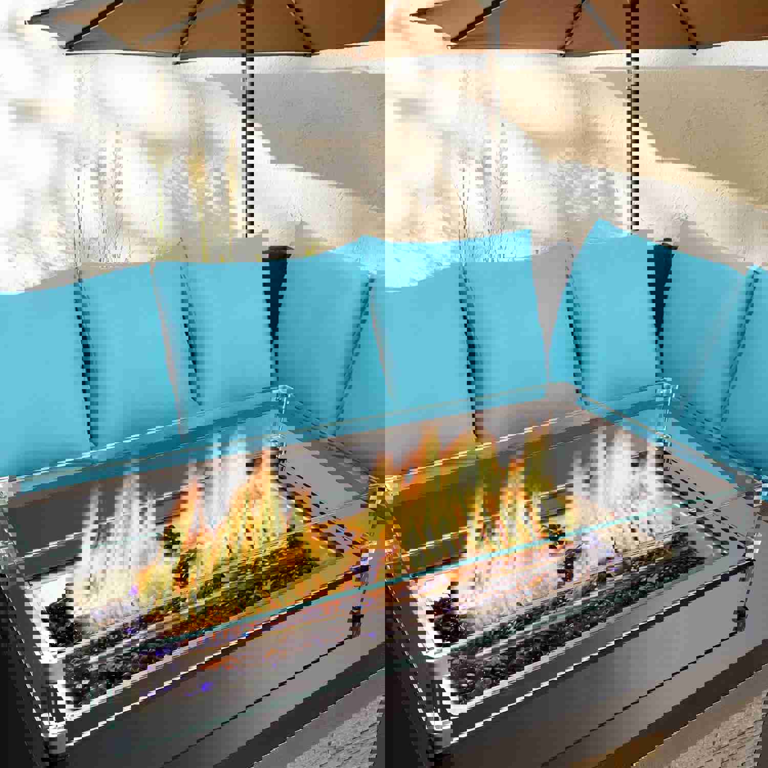 Outdoor Propane Gas Fire Pit Table, 44 Inch 50,000 BTU with Auto-Ignition