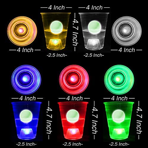 Glow in The Dark Beer Pong Set - 22 Light Up Cups & 6 Glow Balls for Night Parties
