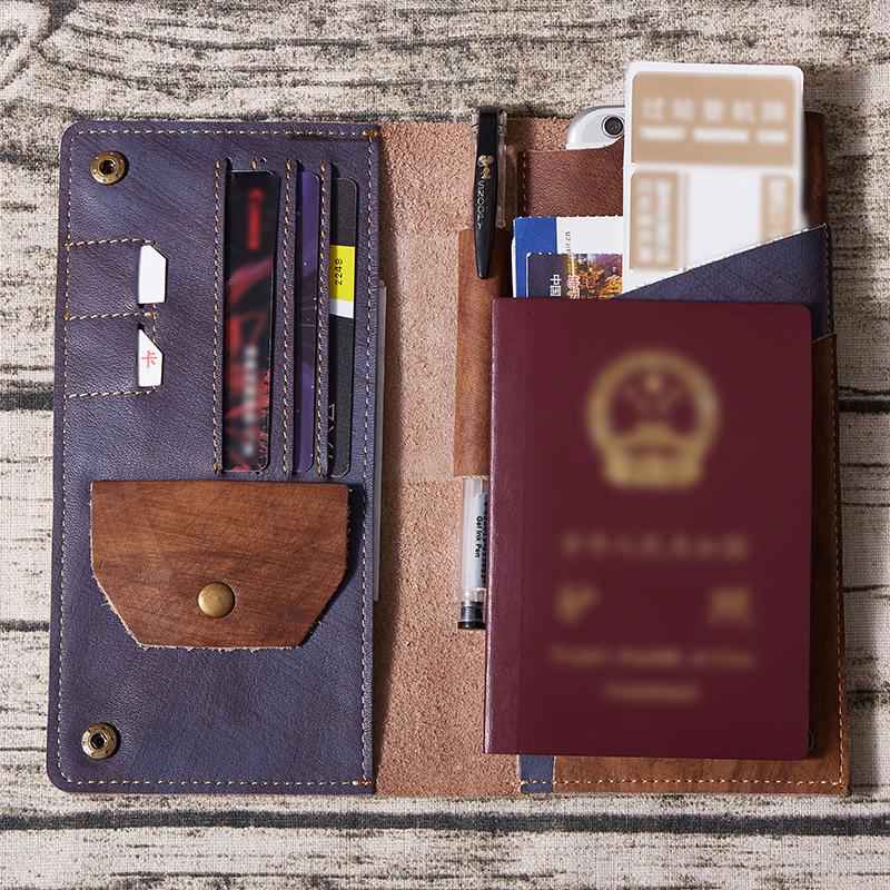 Vintage Italian Cowhide Leather Passport Travel Wallet for Men