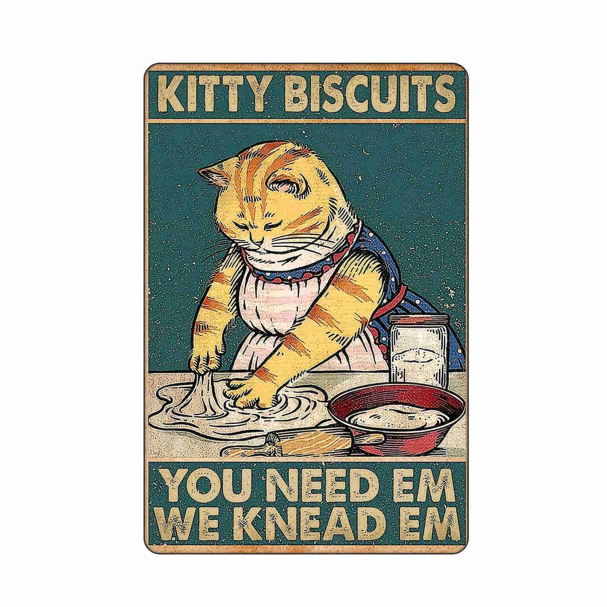 1pc Metal Tin Sign - Black Cat Kitchen Decor for Home & Outdoor Wall