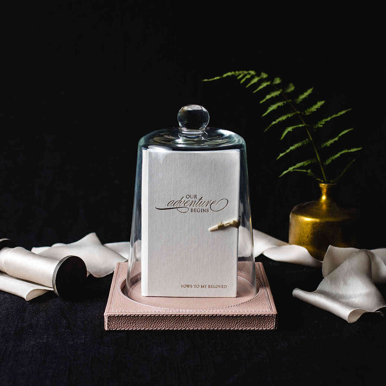 Vow Book Cloche Display – Dusty Rose
