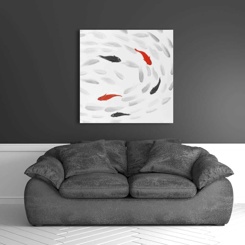Swimming Fish Swirl - Fine Art Gallery Wrapped Canvas 16x48