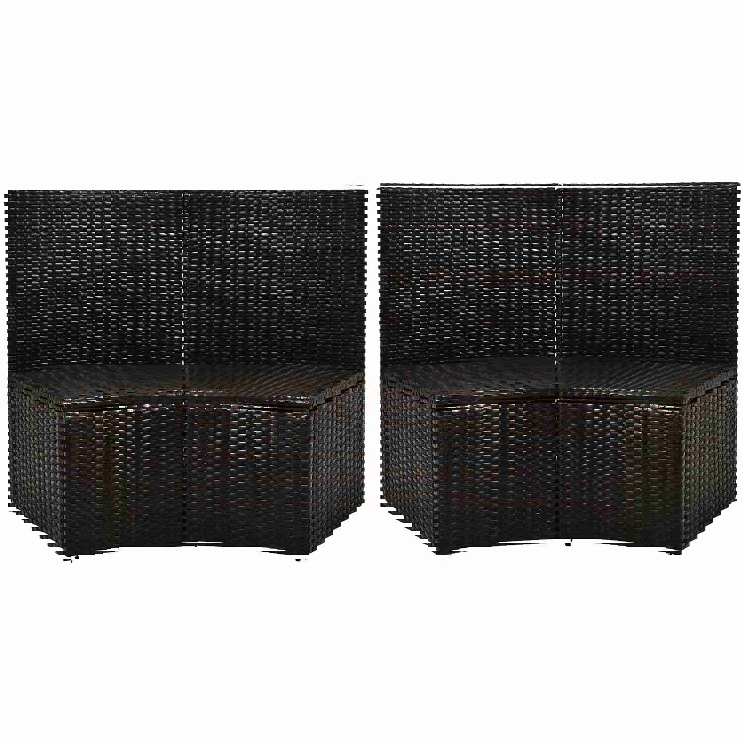 TOPMAX 4-Piece Outdoor Half-Moon Sectional Wicker Sofa Set with Coffee Table and Pillows