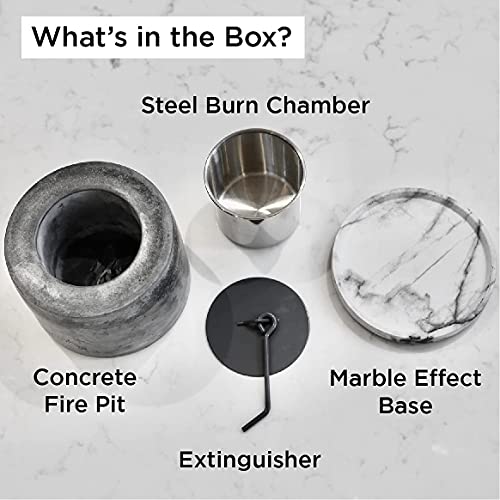 ROUNDFIRE Concrete Tabletop Fire Pit - Indoor & Outdoor Fire Bowl