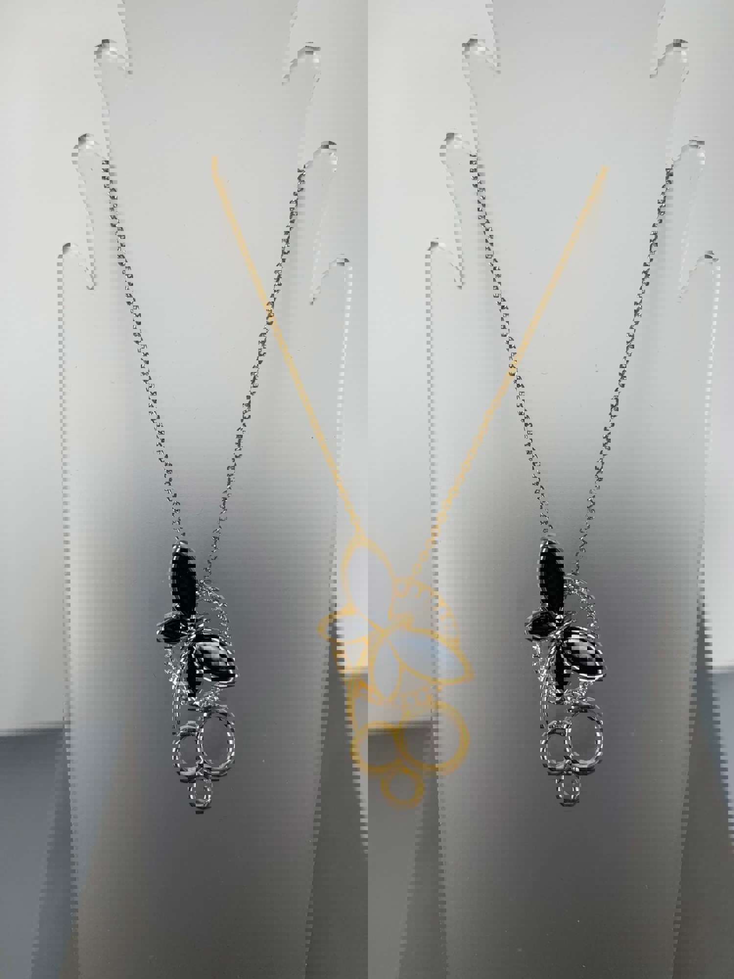 Yellow Gold Tone Enamel Dragonfly Pendant Necklace