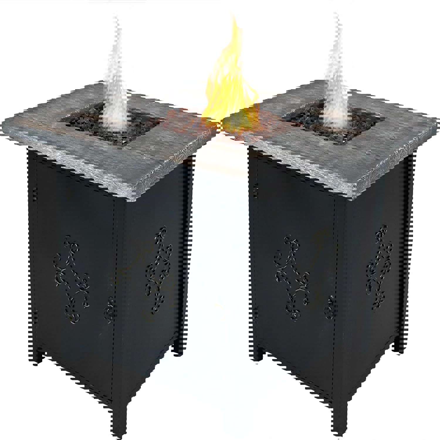 Sunnydaze Outdoor 30-Inch Square Propane Gas Fire Pit Table with Lava Rocks