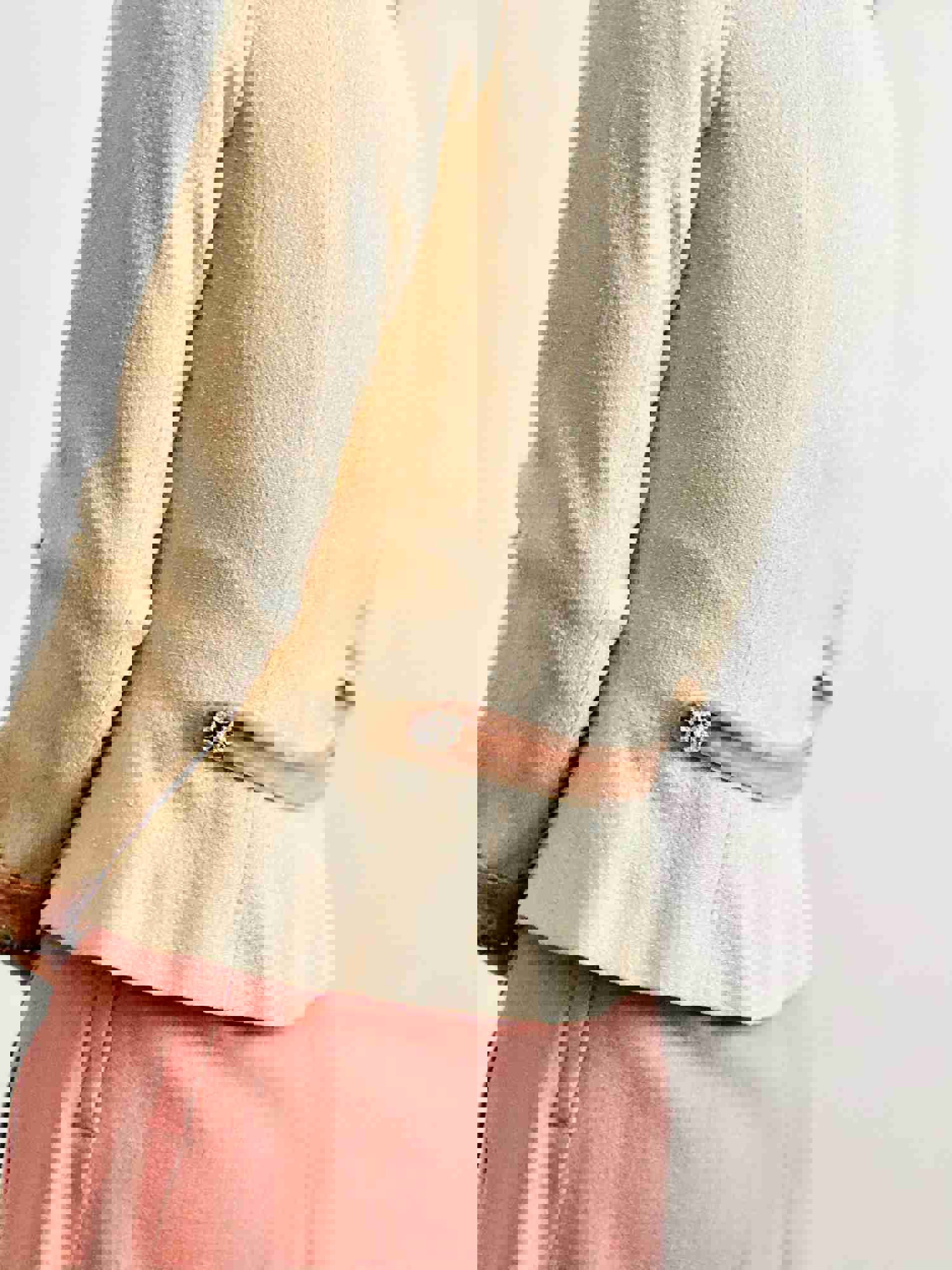 Vintage 1940s Pink Velvet Jacket with Beaded Details and Rhinestone Buttons