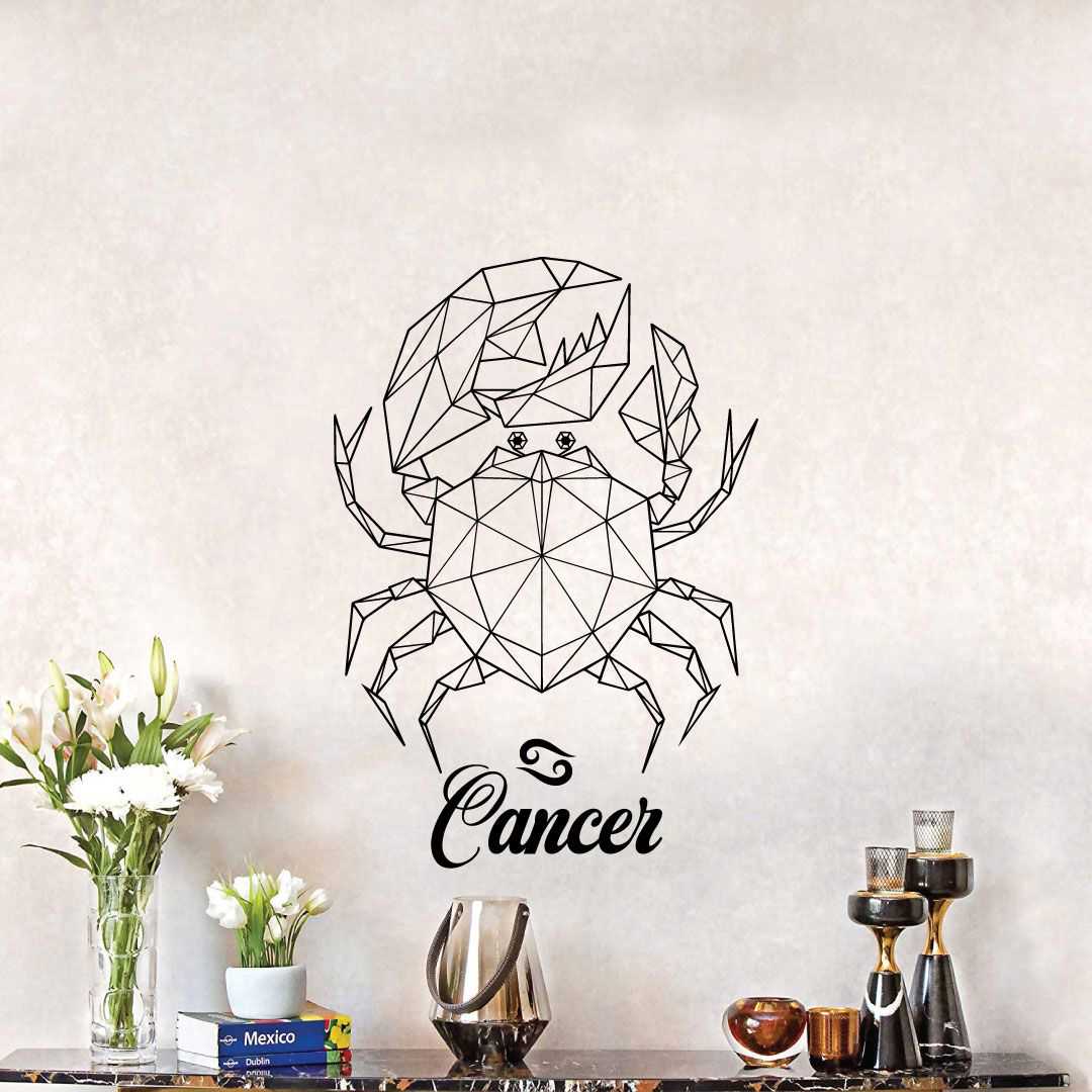 Horoscope Vinyl Wall Art Sticker Decal - Cancer Crab Drawing Silhouette Water Sign