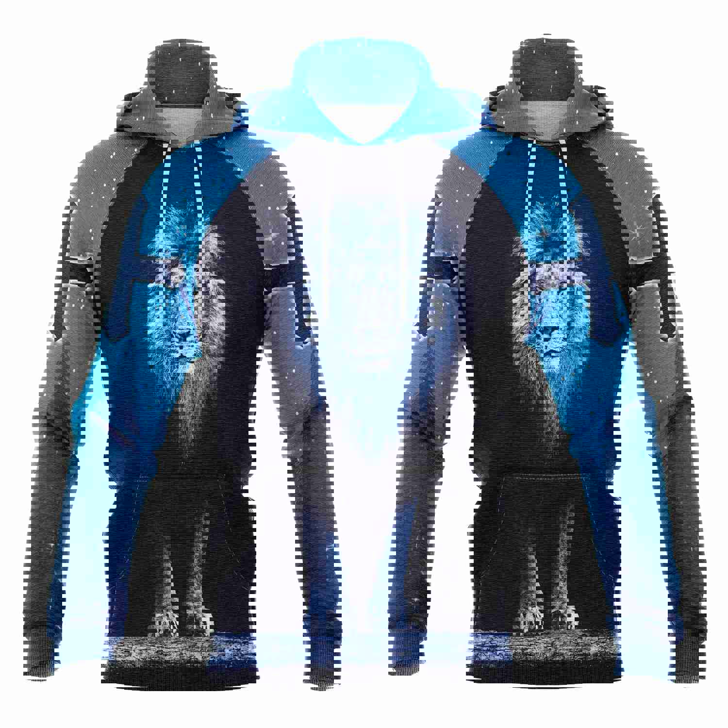 Blue Lion Jesus Pullover Premium Hoodie - Faith is Seeing Light, Perfect Outfit for Men and Women on Christmas, New Year, Autumn, Winter