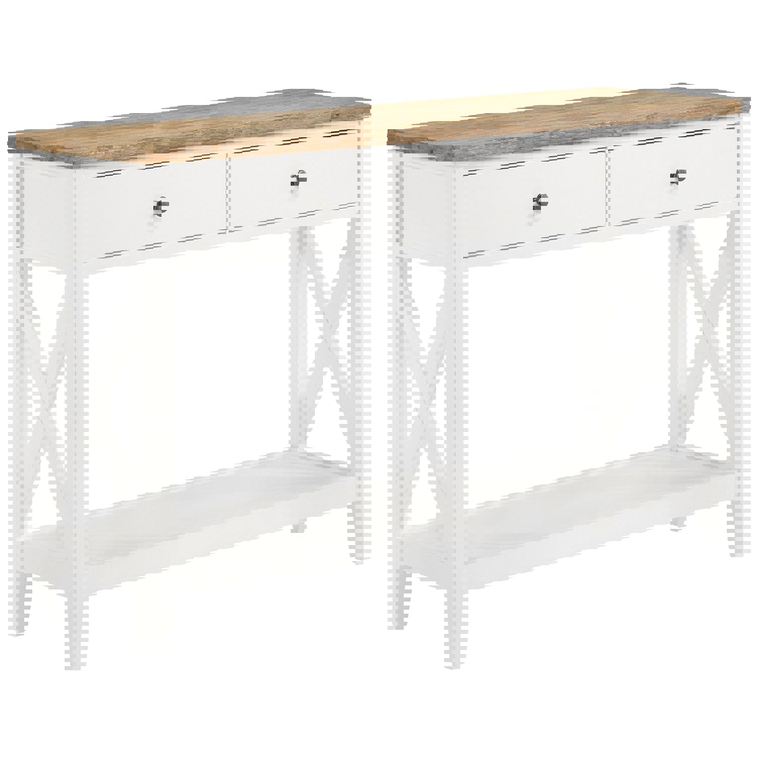 Maisy Rectangular Wooden Sofa Table With Shelf Brown and White