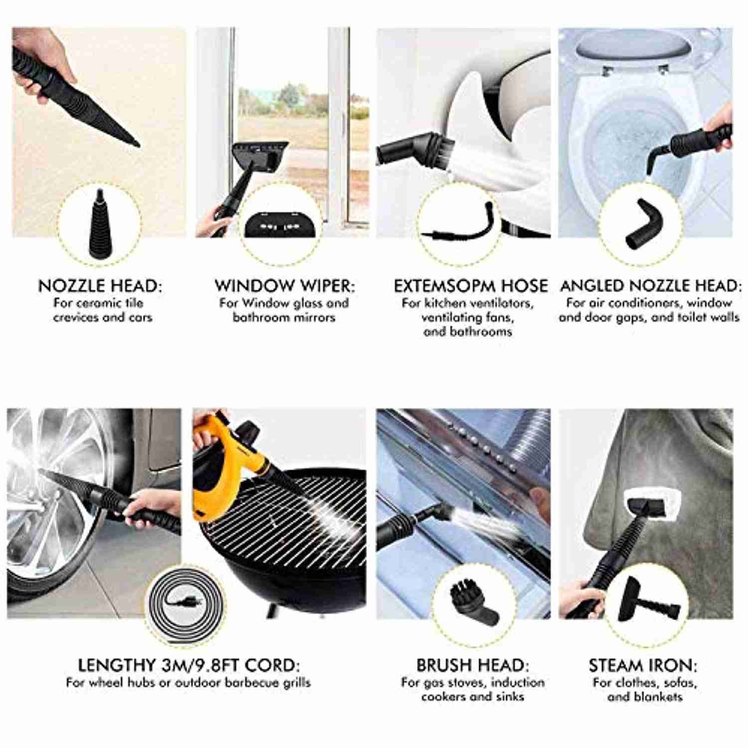 ShamBo Handheld Pressurized 9 in 1 Steam Cleaner with 9-Piece Accessory Set