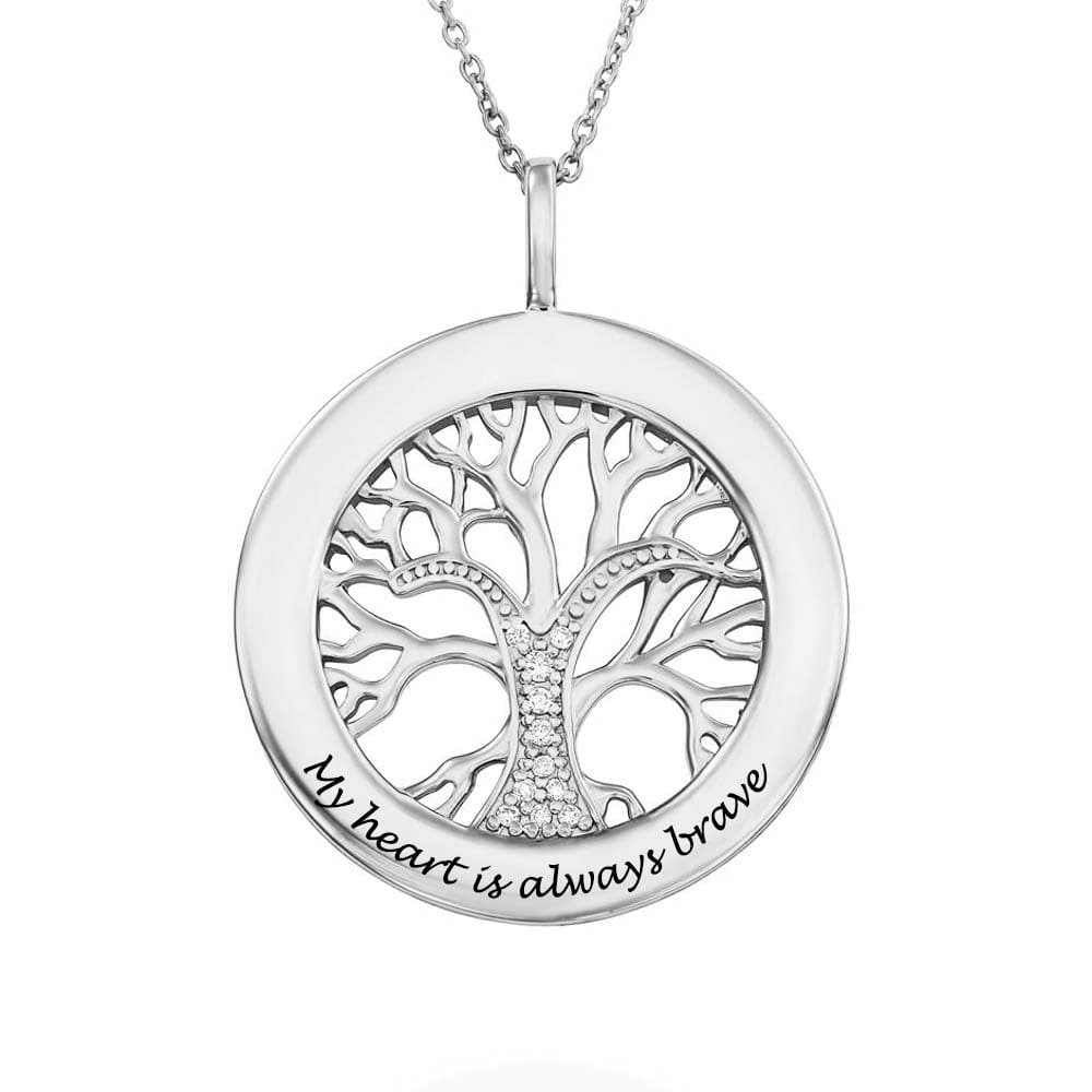 Custom Text Life Tree Necklace Personalized Silver Name Jewelry for Mothers Day Gift