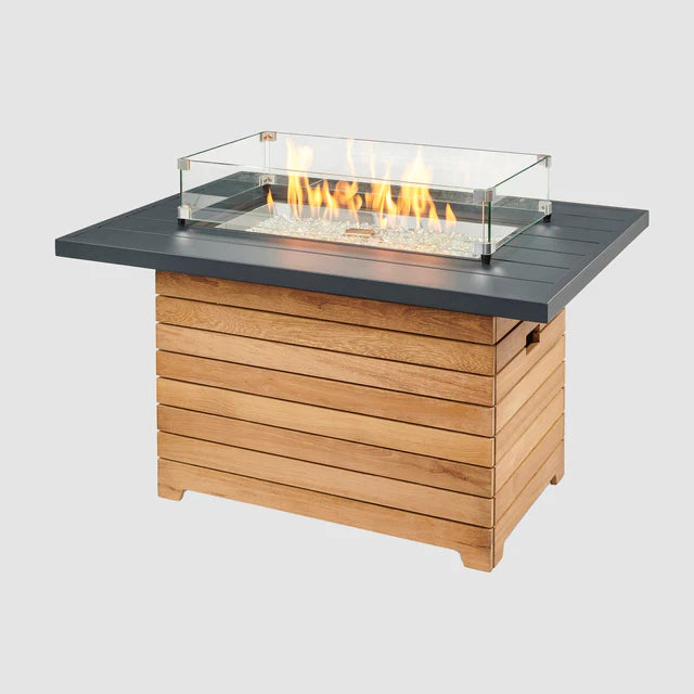 Outdoor Greatroom Company Darien Rectangular Gas Fire Pit Table with Aluminum Top
