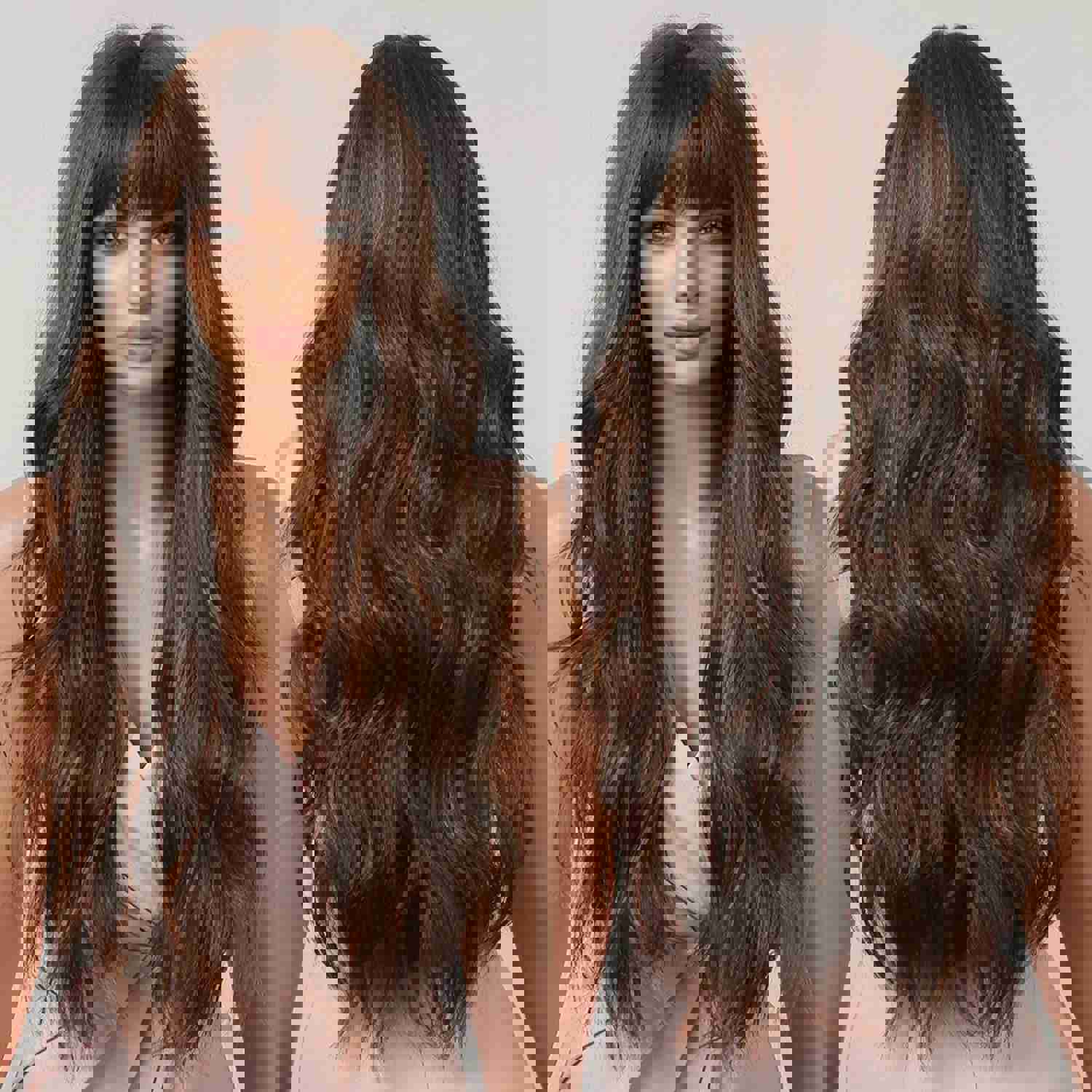 Wine Red Long Burgundy Wavy Wigs for Women with Bangs - Heat Resistant Synthetic Hair for Cosplay & Daily Use