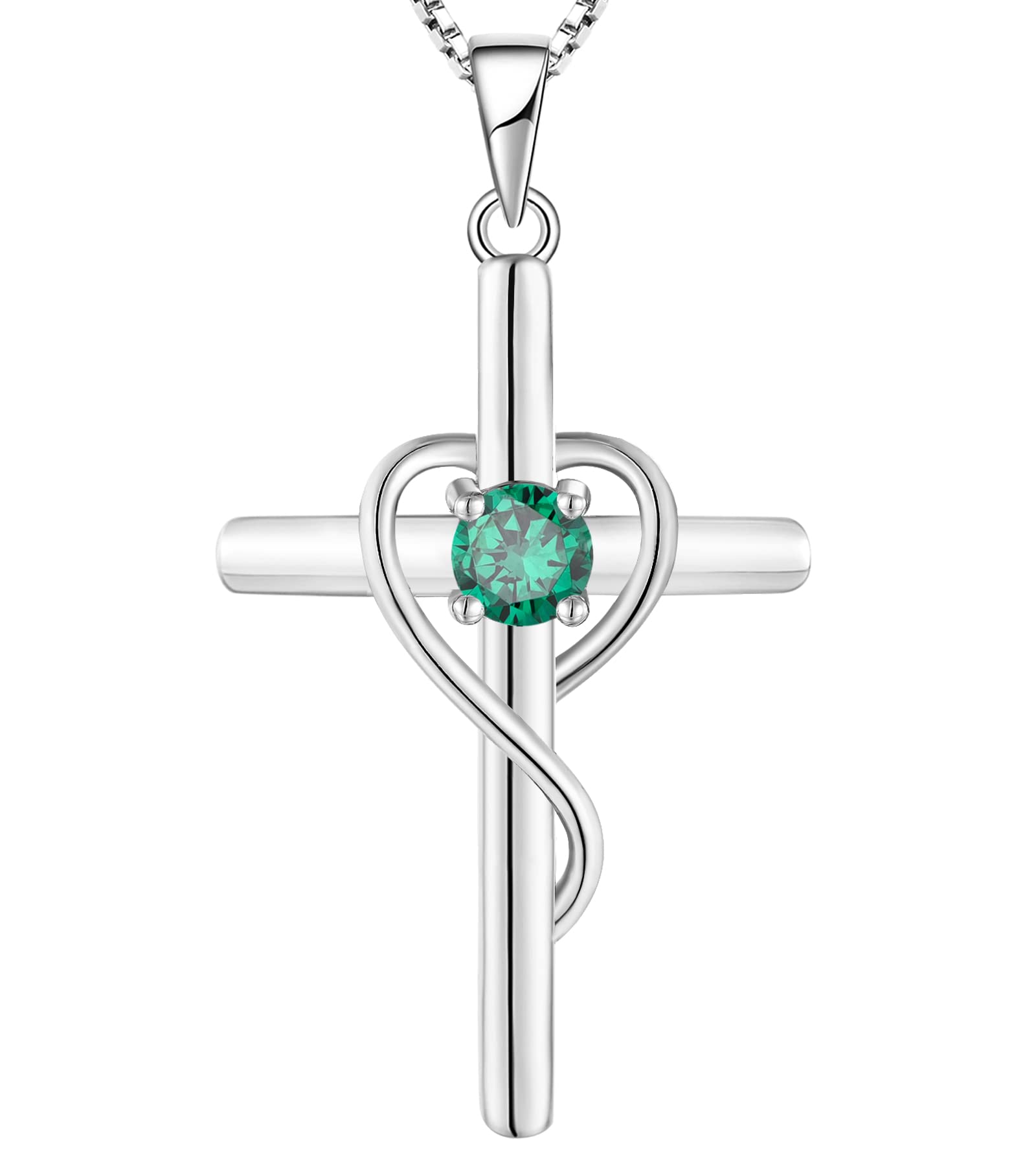 Yeelery Infinity Cross Pendant Necklace - 925 Sterling Silver with 18K White Gold Plated