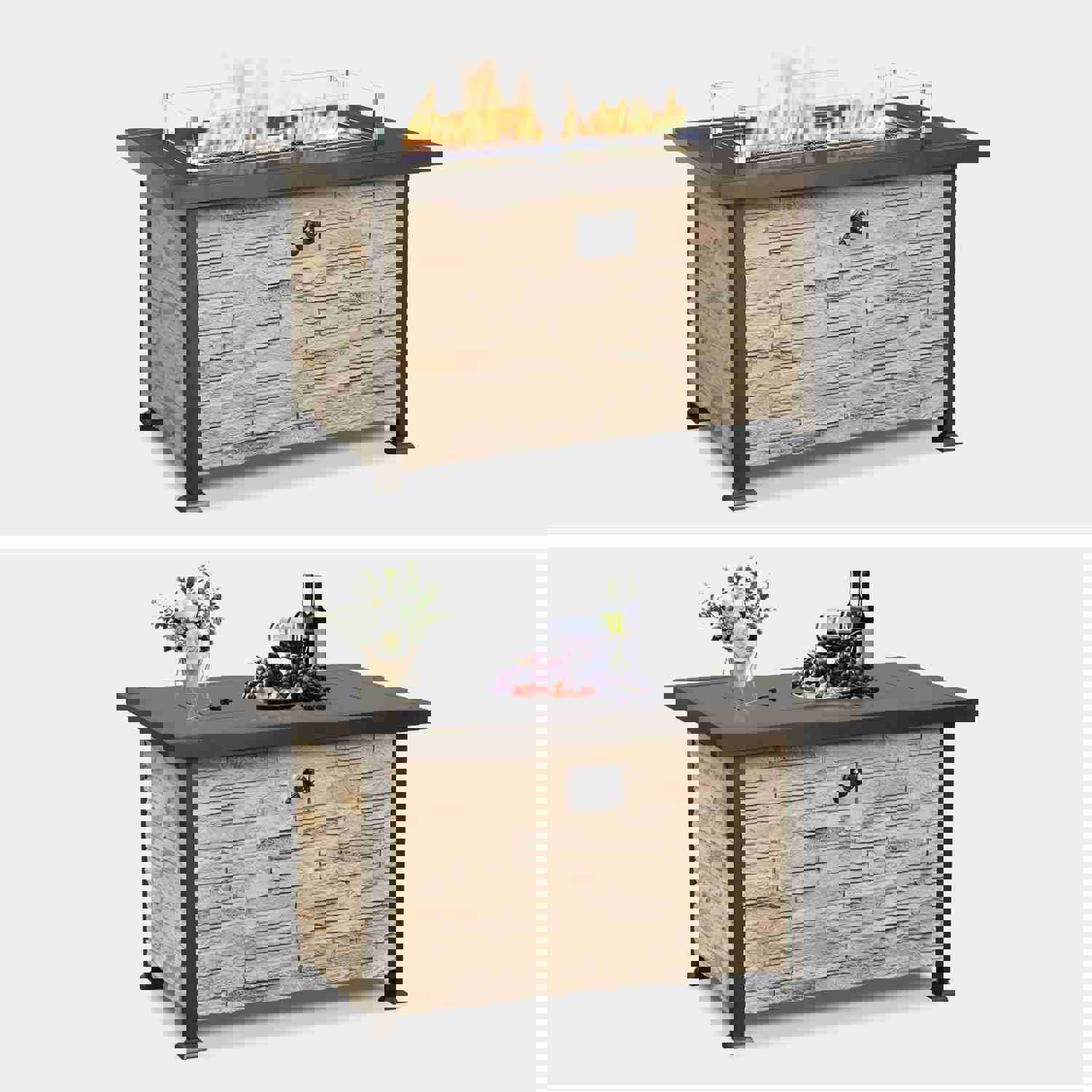 Outdoor Propane Gas Fire Pit Table, 44 Inch 50,000 BTU with Auto-Ignition