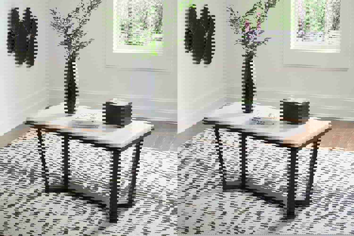 Fostead Rectangular Cocktail Table - Elegant Marble Top Coffee Table