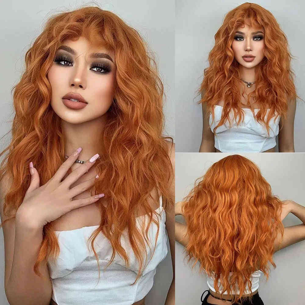 Wine Red Long Burgundy Wavy Wigs for Women with Bangs - Heat Resistant Synthetic Hair for Cosplay & Daily Use