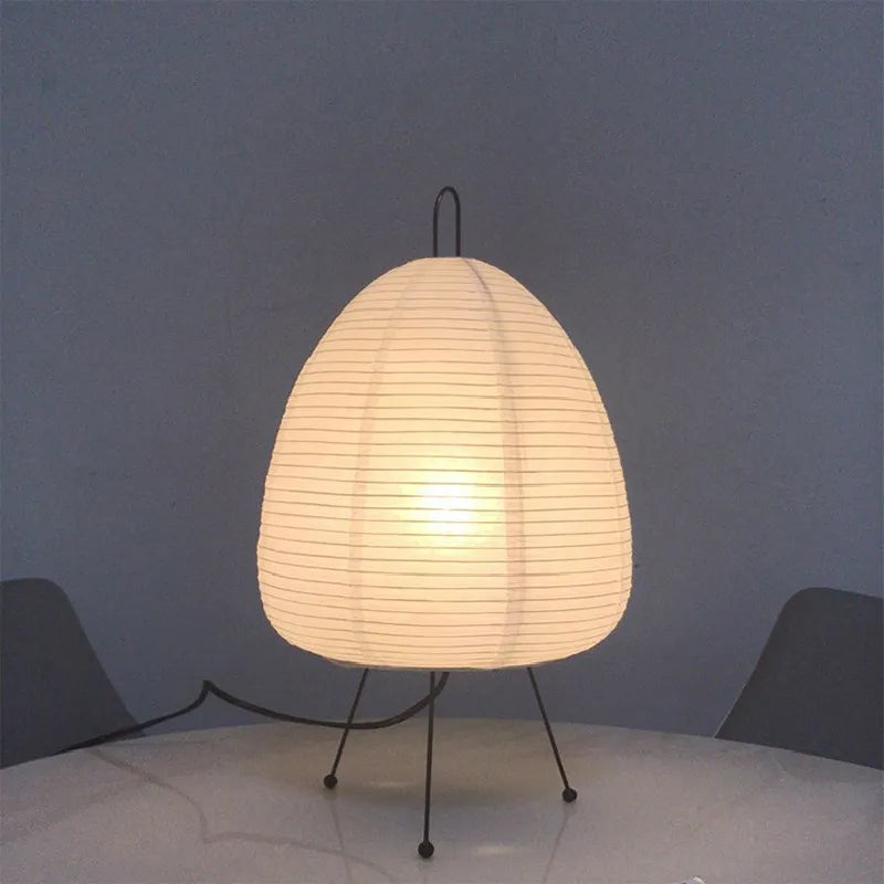 Japanese Rice Paper Lantern LED Table Lamp - Handmade Wabi-Sabi Style for Living Room, Bedroom, and Study