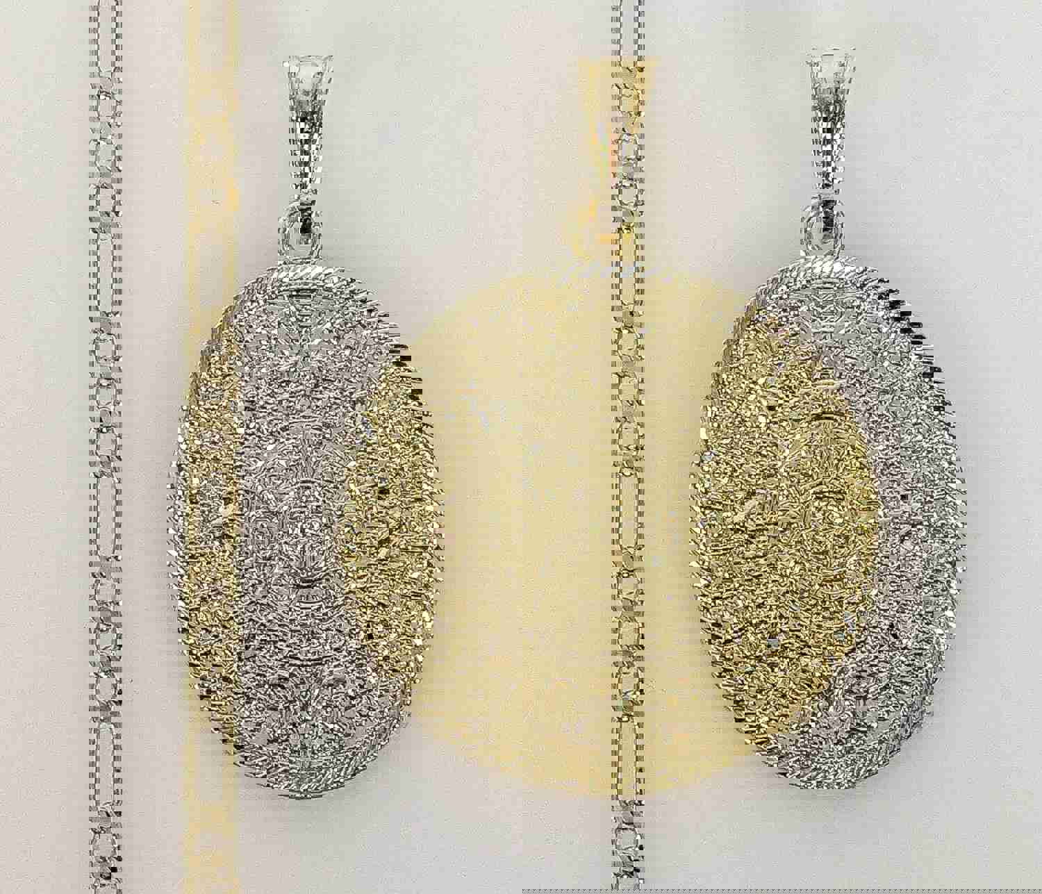 Plated Aztec Mayan Calendar 4mm Figaro Chain Necklace