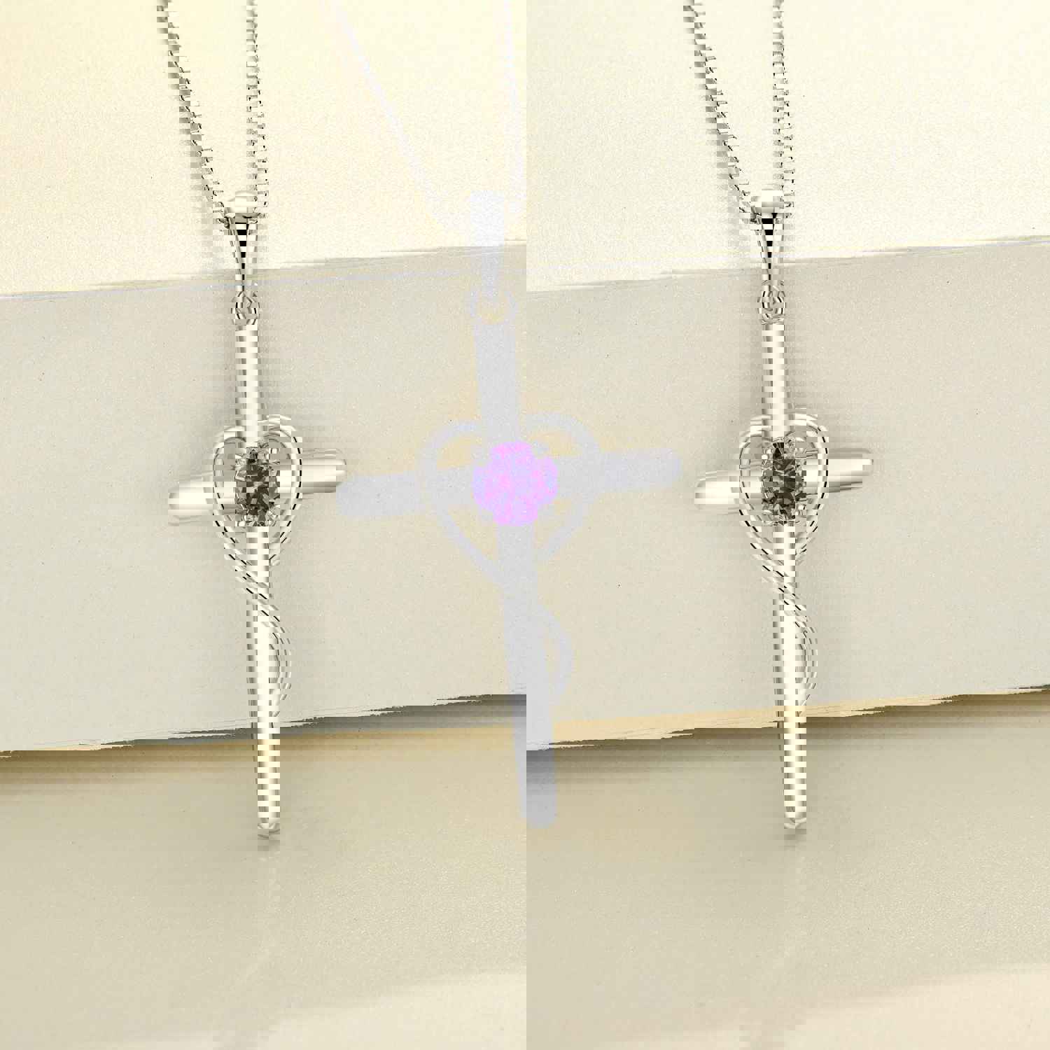 Yeelery Infinity Cross Pendant Necklace - 925 Sterling Silver with 18K White Gold Plated