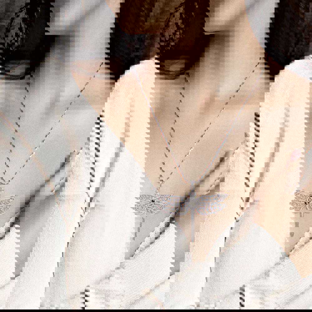 Celtic Dragonfly with Yin Yang Symbol Sterling Silver Pendant TPD5387