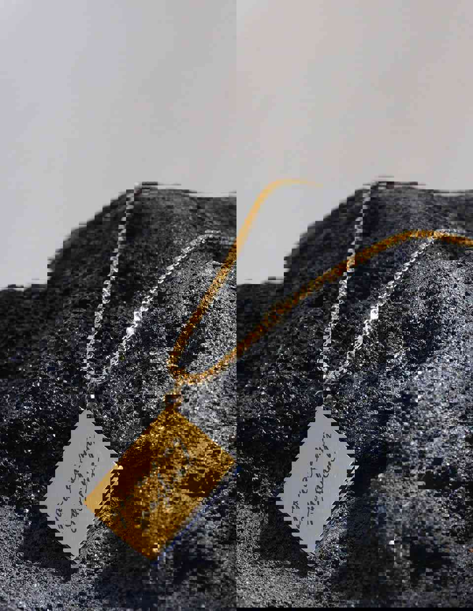 Genie Love Message Necklace - 18k Gold PVD Envelope Necklace with Custom Engraving