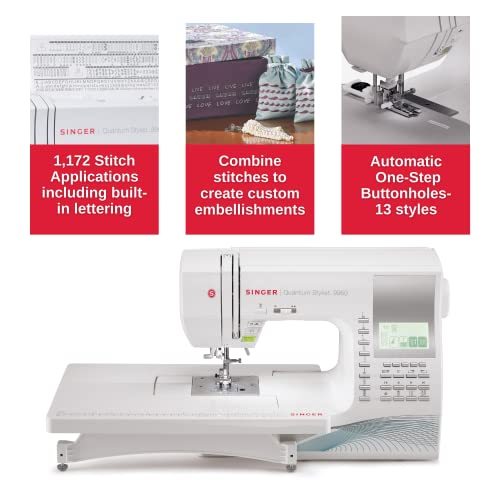 SINGER 9960 Sewing & Quilting Machine with Accessory Kit and Extension Table - 1,172 Stitch Applications