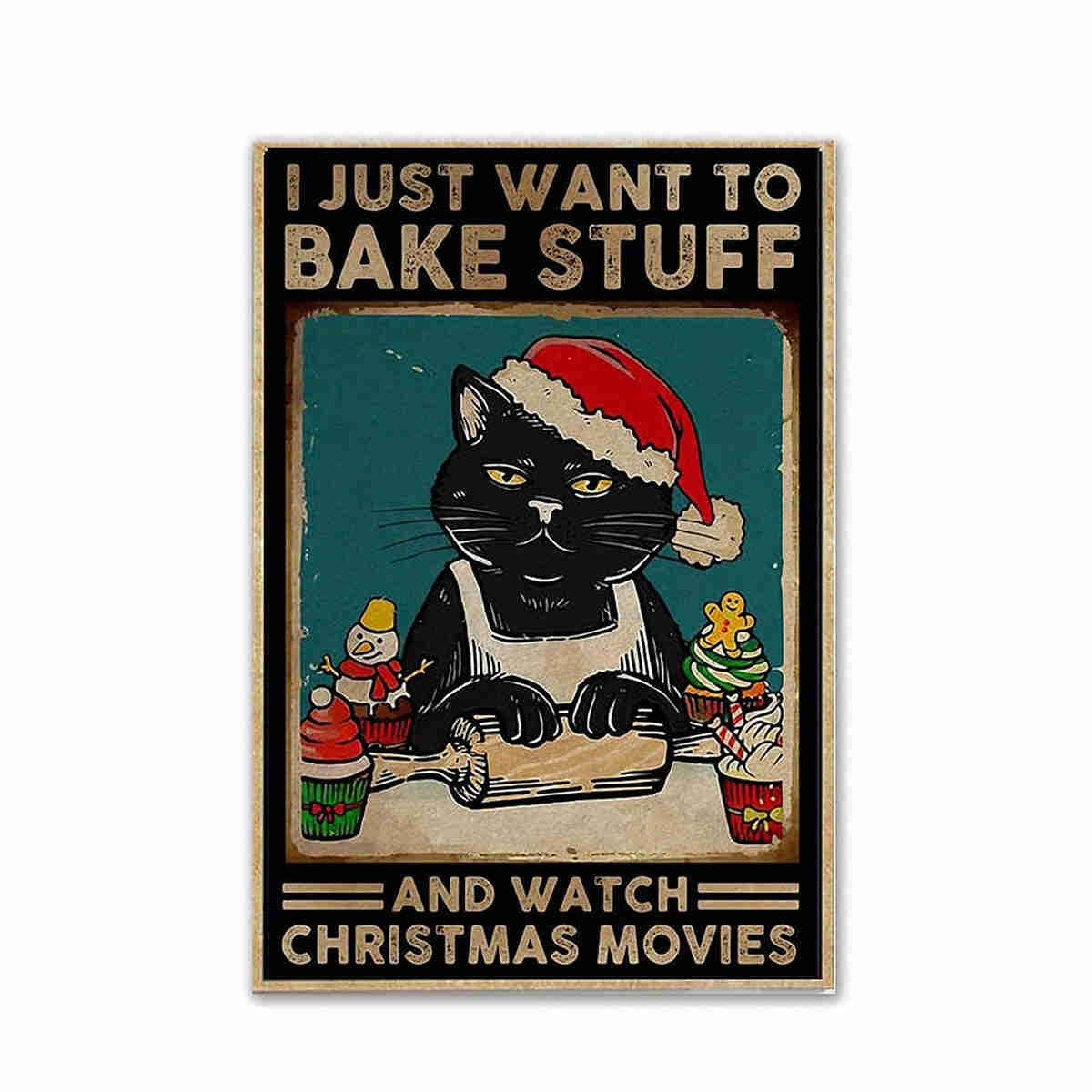 1pc Metal Tin Sign - Black Cat Kitchen Decor for Home & Outdoor Wall