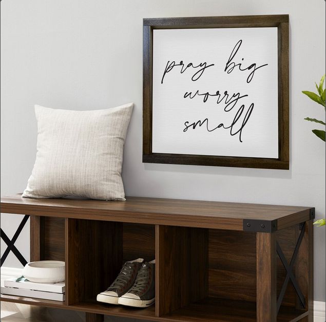 Pray Big Worry Small — Religious Home Decor, Christian Wall Art, Framed Canvas for Living Room, Faith-Based Gift