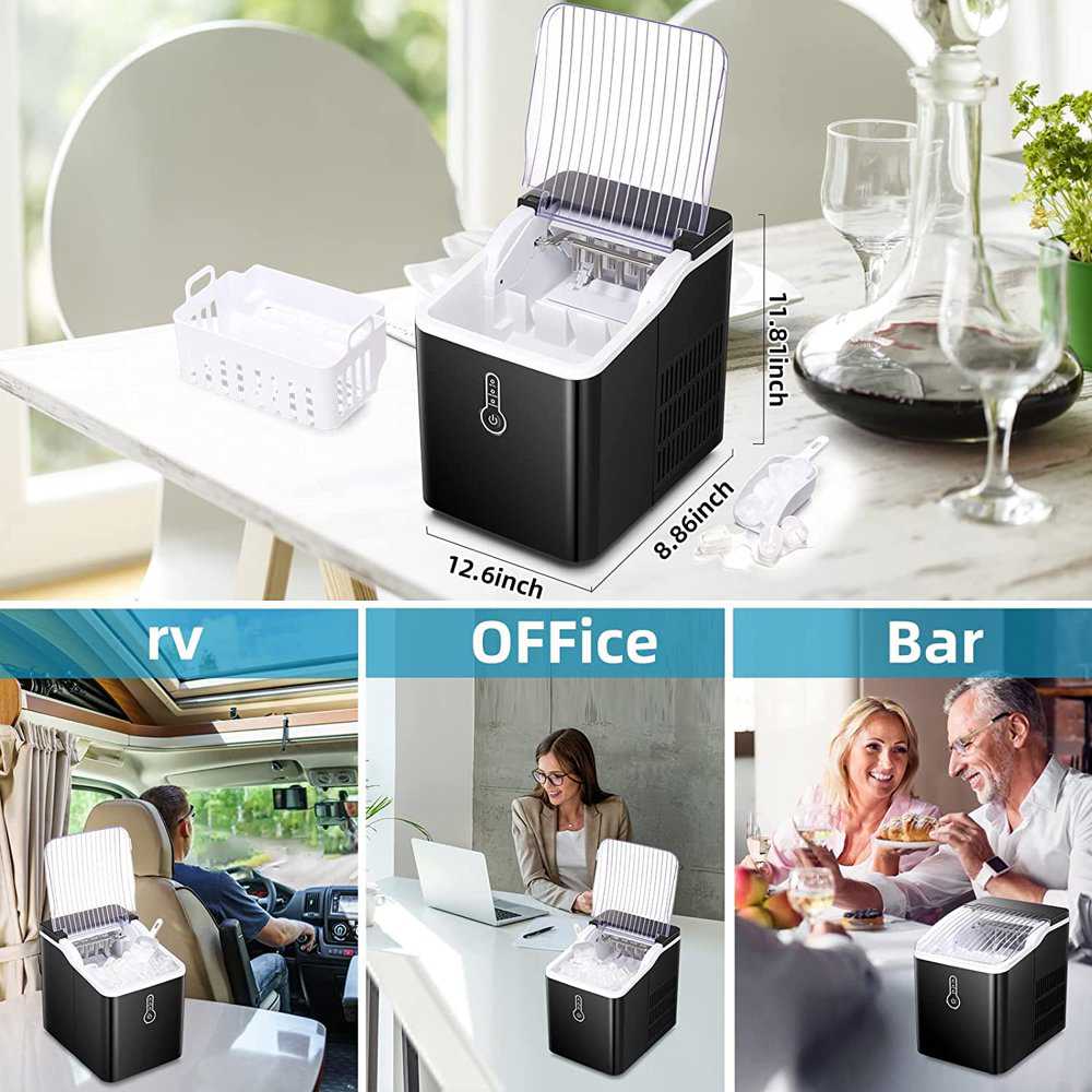 26LB Countertop Ice Maker Machine with Ice Scoop & Basket