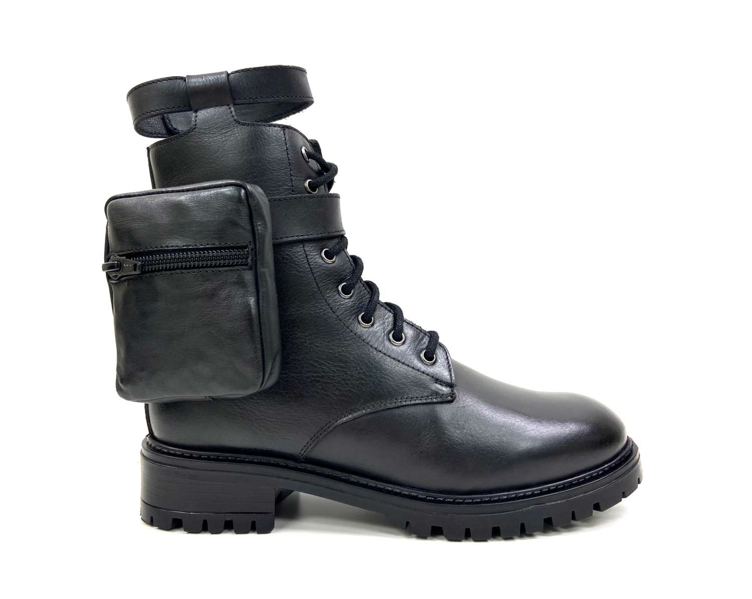 Margo Pocket Combat Boot - 1970s Inspired Platform Boot with Side Pocket