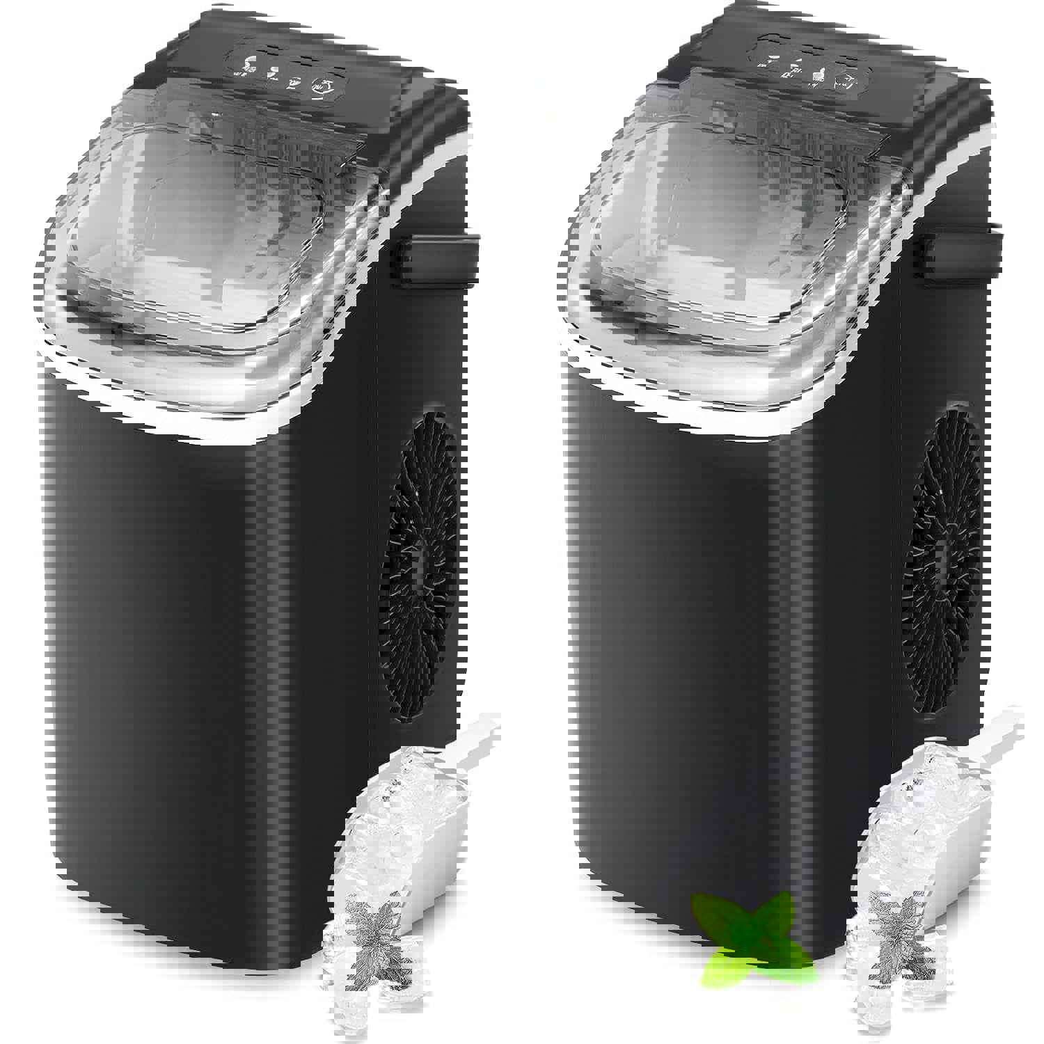 Countertop Ice Maker Machine, Portable Ice Maker with Handle, 27Lbs/24Hrs, 6Mins/9 Pcs Ice Cubes, Self-Cleaning