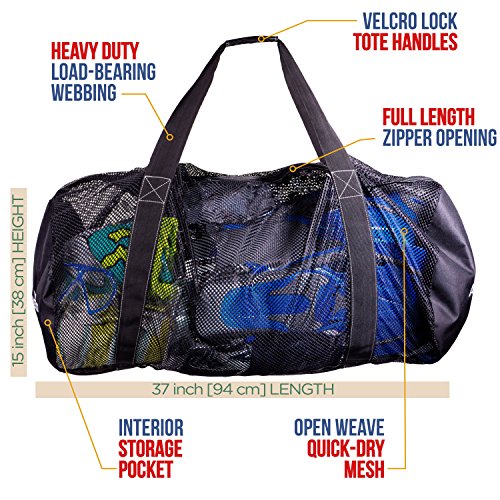 Athletico XL Mesh Dive Duffel Bag for Scuba and Snorkeling Gear