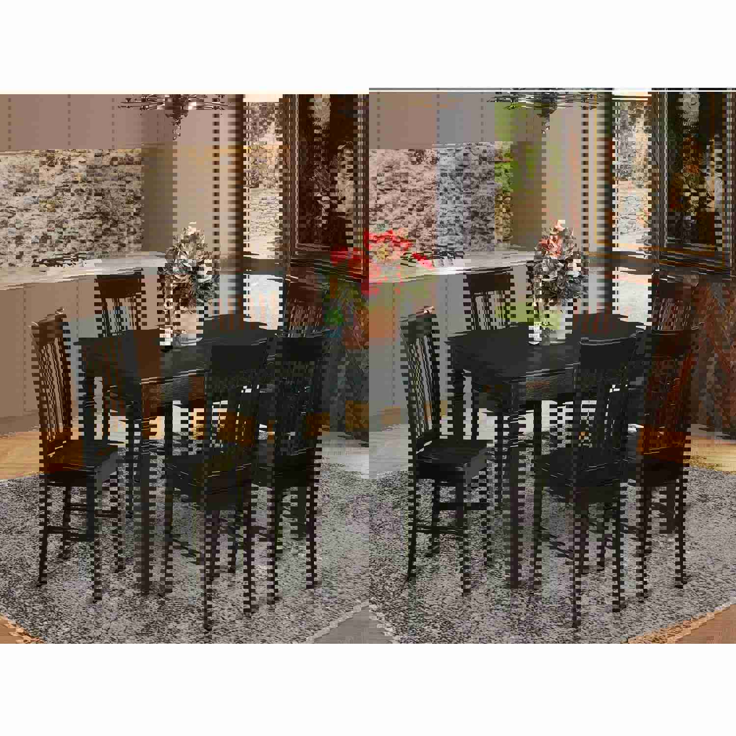 East West Furniture WENO7-BLK-W 7 Piece Modern Dining Table Set with 6 Chairs, Black