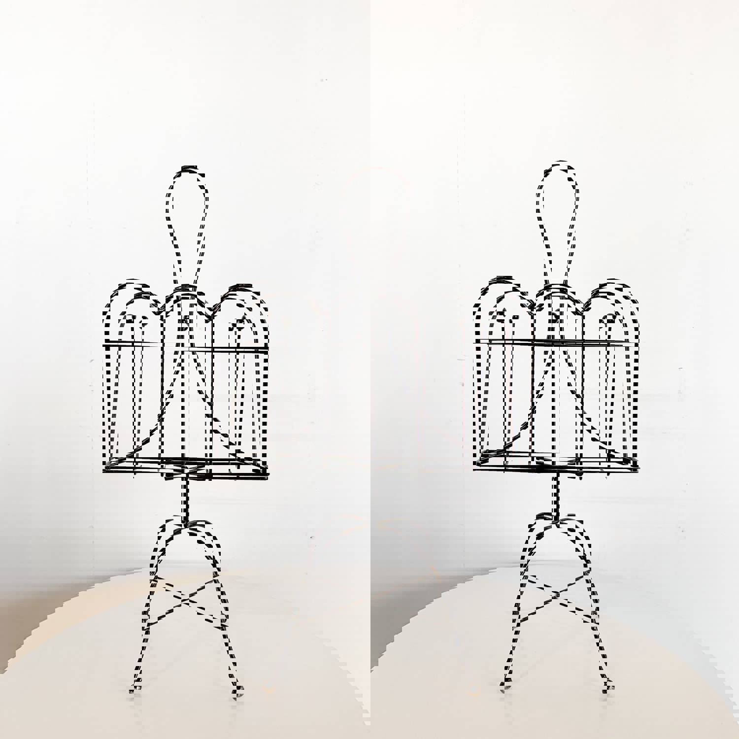 Vintage Tall Black Magazine Rack with Handle