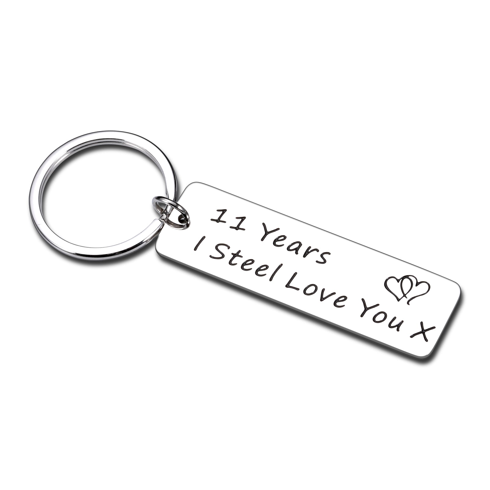 11th Anniversary Keychain Gift for Couples - Funny 'I Steel Love You' Present for Husband, Wife, Boyfriend, or Girlfriend